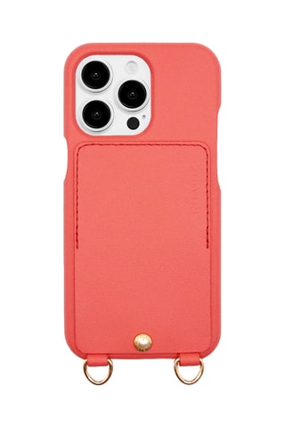 Coque en cuir iPhone 16 Pro - Corail