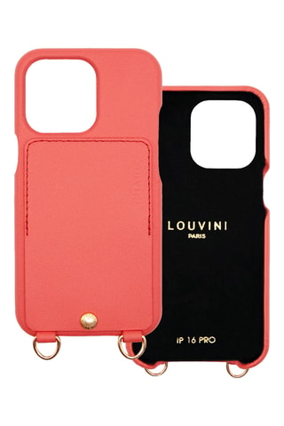 Coque en cuir iPhone 16 Pro - Corail