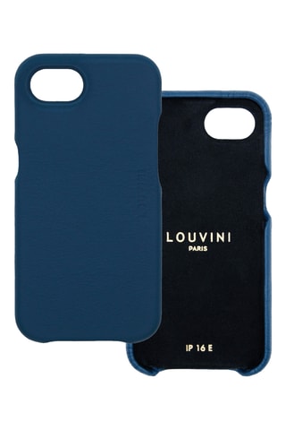 Coque MagSafe en cuir iPhone 16/17- Bleu marine