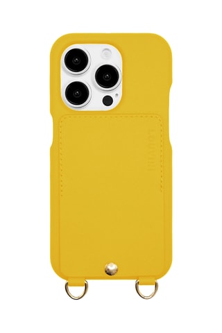 Coque en cuir iPhone 16 Pro - Jaune