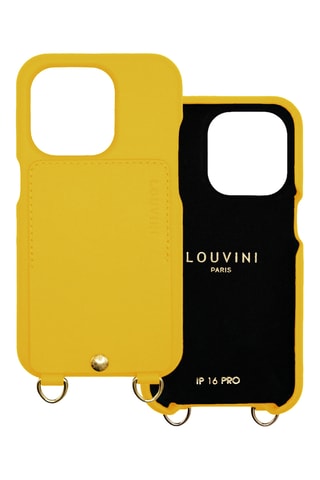 Coque en cuir iPhone 16 Pro - Jaune
