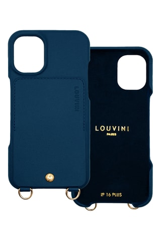 Coque en cuir iPhone 16 Plus - Bleu marine