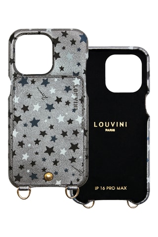 Coque en cuir iPhone 16 Pro Max - Argenté