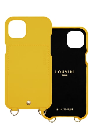 Coque en cuir iPhone 14 Plus/15 Plus - Jaune