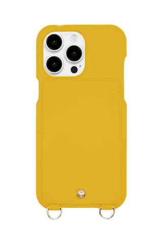 Coque iPhone 15 Pro Max en cuir - Jaune