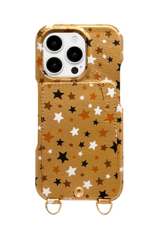 Coque en cuir iPhone 14 Pro - Doré