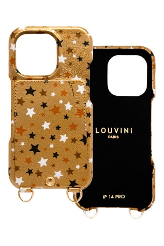 Coque en cuir iPhone 14 Pro - Doré