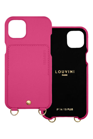 Coque en cuir iPhone 14 Plus/15 Plus - Fuchsia