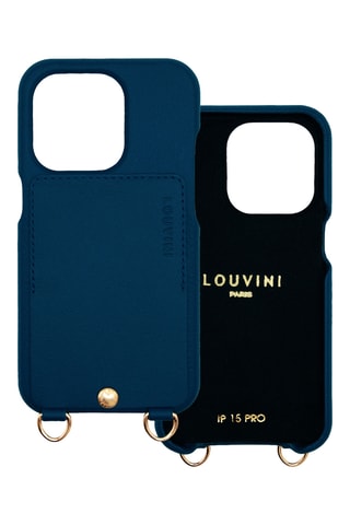Coque iPhone 15 Pro en cuir - Bleu marine