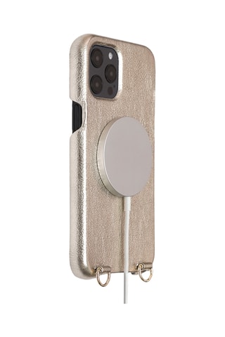 Coque MagSafe iPhone 15 en cuir - Doré
