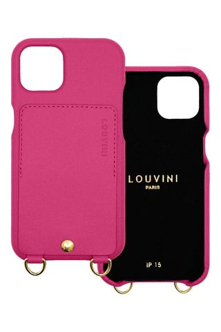 Coque iPhone 15 en cuir - Fuchsia