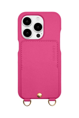 Coque en cuir iPhone 16 Pro - Fuchsia