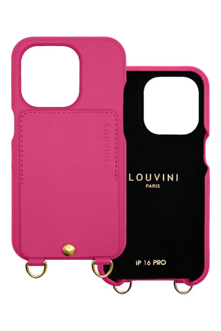 Coque en cuir iPhone 16 Pro - Fuchsia