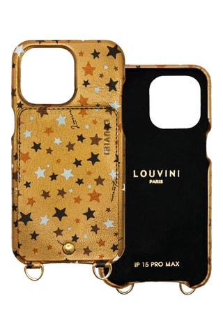 Coque iPhone 15 Pro Max en cuir - Doré