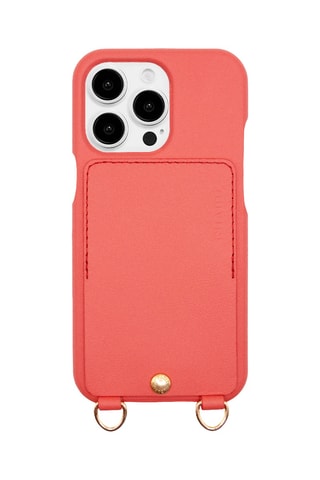 Coque iPhone 15 Pro en cuir - Corail