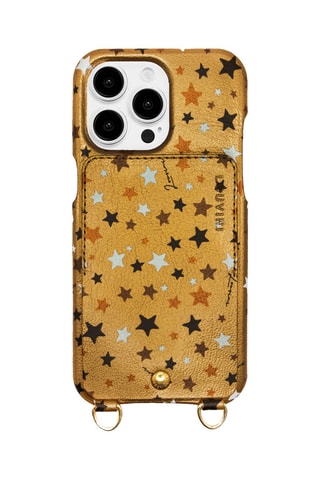 Coque iPhone 16 Pro Max en cuir - Doré