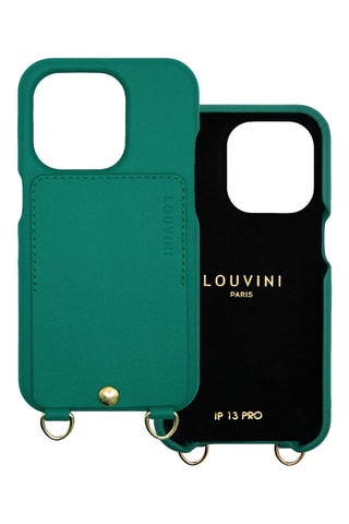 Coque en cuir iPhone 13 Pro - Vert émeraude