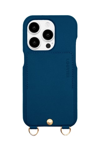 Coque en cuir iPhone 16 Pro - Bleu marine