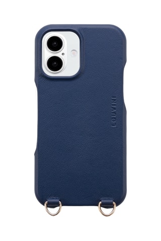 Coque MagSafe en cuir iPhone16 Plus - Bleu marine