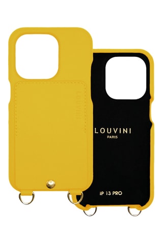 Coque en cuir iPhone 13 Pro - Jaune