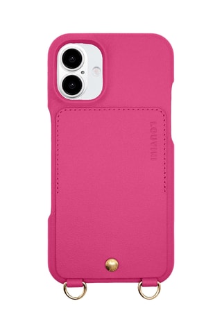 Coque en cuir iPhone 16 - Fuchsia
