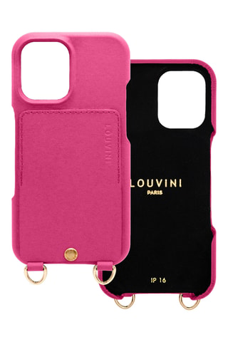 Coque en cuir iPhone 16 - Fuchsia