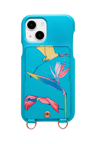 Coque en cuir iPhone 15 - Turquoise