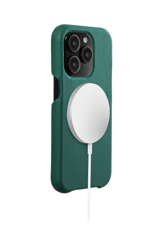 Coque MagSafe iPhone 15 Pro en cuir - Vert émeraude