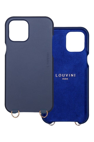 Coque MagSafe iPhone 15 en cuir - Bleu marine