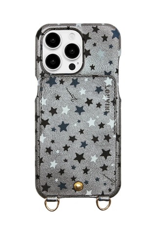 Coque en cuir iPhone 15 Pro Max - Argenté