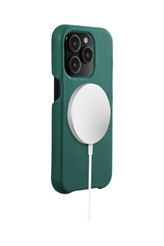 Coque MagSafe iPhone 16 Plus en cuir - Vert émeraude