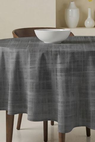 Nappe ronde antitaches  en coton biologique - Gris foncé chiné - 120 cm