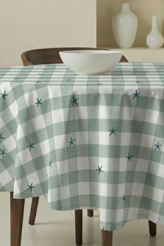 Nappe antitache ronde - Vert clair et blanc