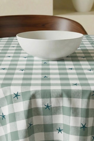 Nappe antitache ronde - Vert clair et blanc