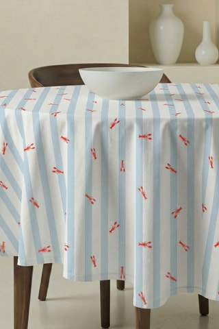 Nappe antitache ronde - Ciel et blanc
