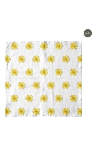 4 serviettes de table - Blanc et jaune