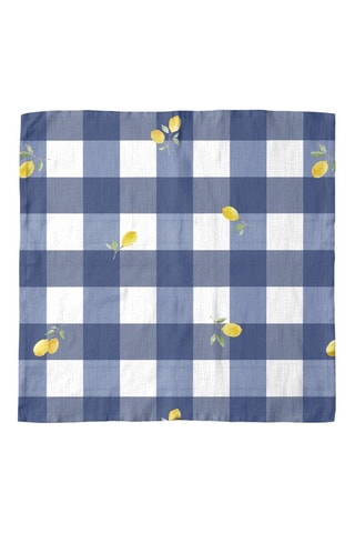 4 serviettes de table - Bleu marine et jaune