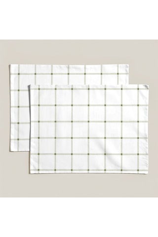 4 serviettes de table antitache - Blanc et vert