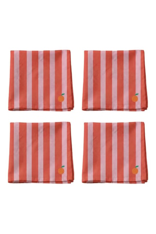 4 serviettes de table - Rose et rouge