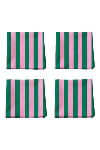 4 serviettes de table - Rose et vert clair