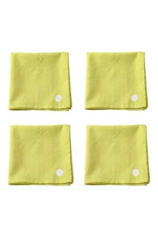 4 serviettes de table - Vert clair et blanc