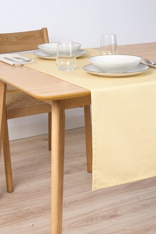 Chemin de table en coton biologique Adelina - Jaune - 150 x 50 cm