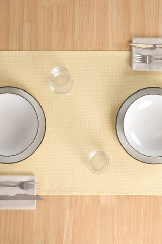 Chemin de table en coton biologique Adelina - Jaune - 150 x 50 cm
