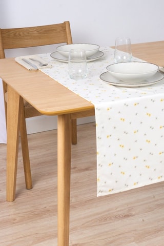 Chemin de table en coton biologique Asami - Blanc - 150 x 50 cm