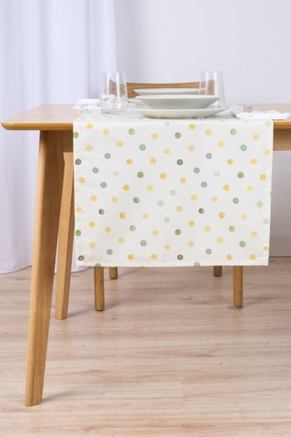 Chemin de table en coton biologique Bettina - Blanc - 150 x 50 cm