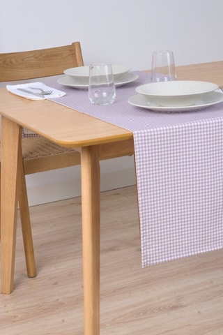 Chemin de table en coton biologique Ileana - Violet - 150 x 50 cm