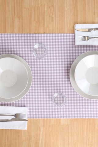 Chemin de table en coton biologique Ileana - Violet - 150 x 50 cm