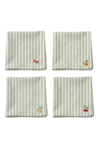 4 serviettes de table Rilen - Blanc et vert - 43 x 43 cm