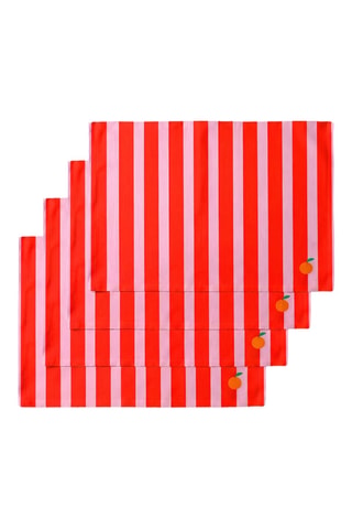 4 sets de table Mindanao - Rouge et rose - 35 x 50 cm
