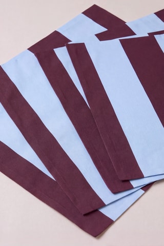 4 sets de table Summer Stripes - Bleu et bordeaux - 35 x 50 cm